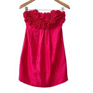 Alexia Admor Womens XS Pink Shimmer Ruffle Party Strapless Babydoll Mini Dress